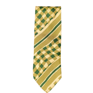 Vintage Hugo Boss Silk Tie - Green Geometric Check (c. 1990s)
