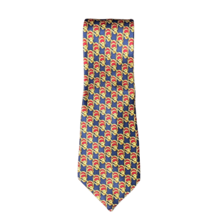 CELINE - Navy, Red & Gold Interlocking Chain Pattern Tie