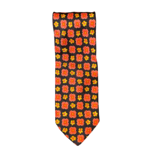 LOUIS FERAUD - Navy Tie with Red & Yellow Floral Motif